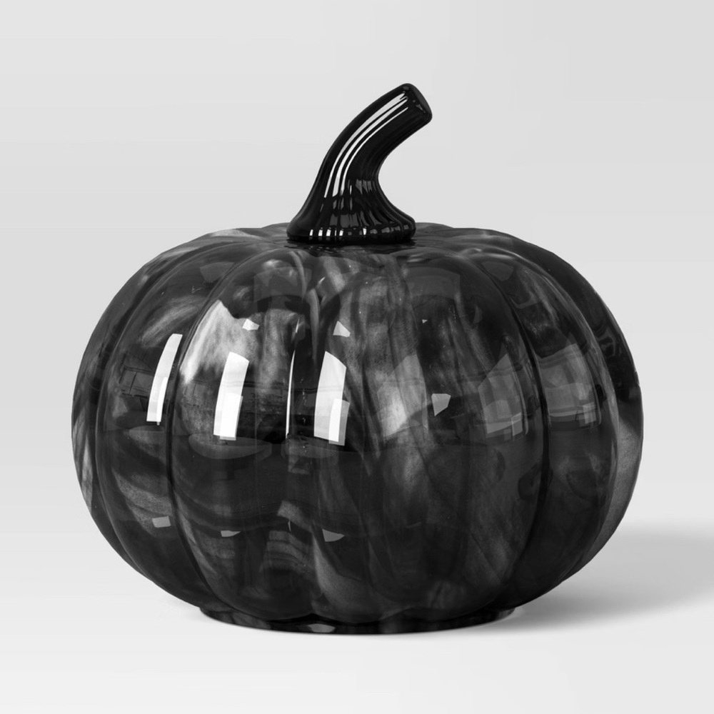 NWOT Threshold Round Smoky Glass Pumpkin Figurine Small